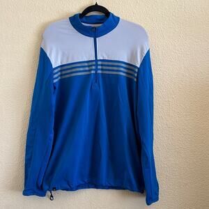 Adidas Track Jacket Men’s Size M Gray Blue Climacool Active Pullover 1/4 Zip